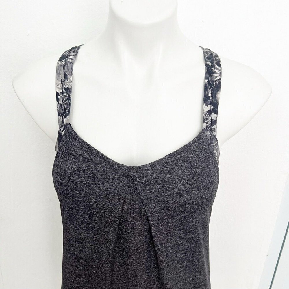 Lululemon muscle Tank top black gray Rest Less Flowabunga Size 6 - Picture 5 of 14